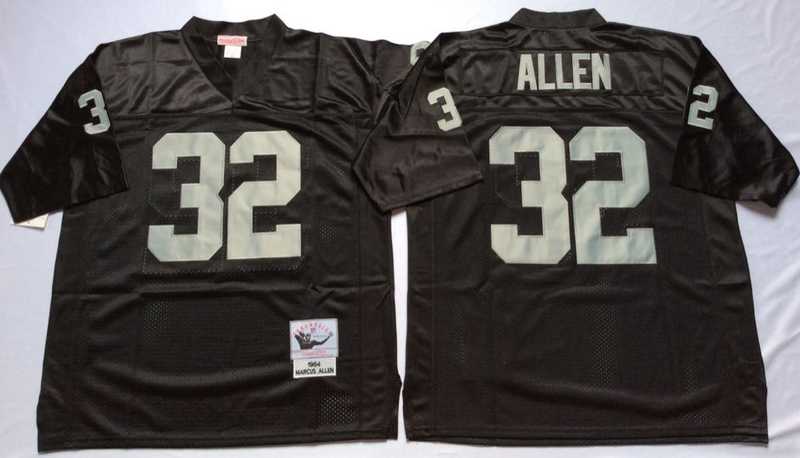 Raiders 32 Marcus Allen Black M&N Throwback Jersey->nfl m&n throwback->NFL Jersey